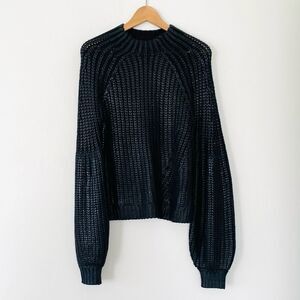 525 Revolve Black Crew Neck Oversized Balloon Sleeve Sweater sz M Urban Goth Emo